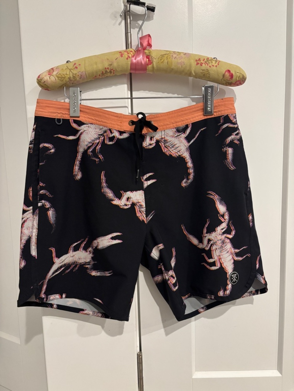 Roark The Chiller Black Hybrid Shorts with Scorpion Print.
